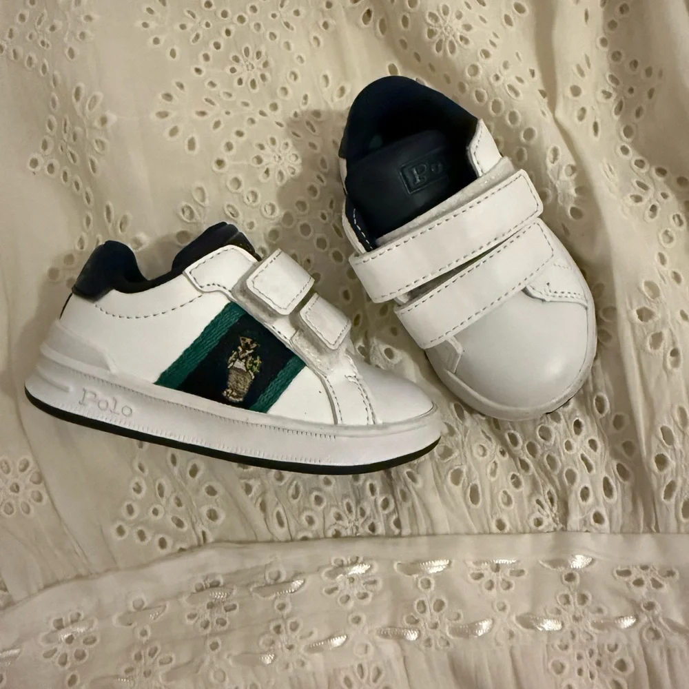 Polo by Ralph Lauren BABY White and Navy Sneakers - Picture 3 of 3